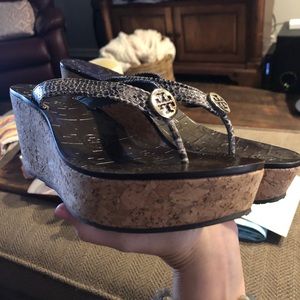 Neutral Tory Burch Wedge Sandal